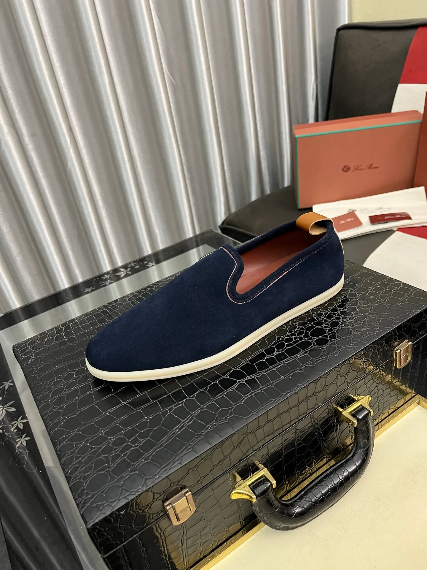 Men's men's shoes 💰420⌚️⌚️Loro*Piana pure original 2023 soft and comfortable LP deerskin flat casual star same style slip-on Loft men's shoes size 38-44